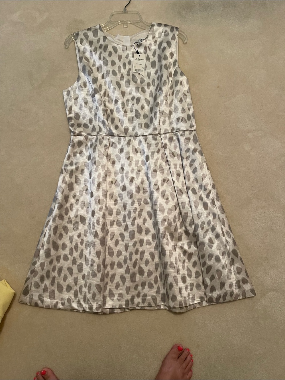 LK Bennett Silver and Gray Leopard-Print Girls' Party Dress